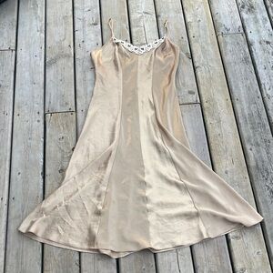 Vintage Pink Lady Stunning Elegant Gold Slip Dress Made in Canada Size Large